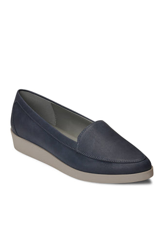 Aerosoles Clever Blue Low Wedge and Platform Round Toe Slip On Loafer