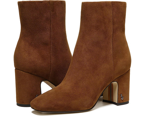 Sam Edelman Fawn Tosted Coconut Block Heel Squared Toe Fashion Ankle Boots Wide