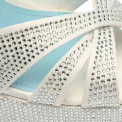 Schutz Keefa Crystal White Ankle Strap Open Toe Block Heel Platform Sandals