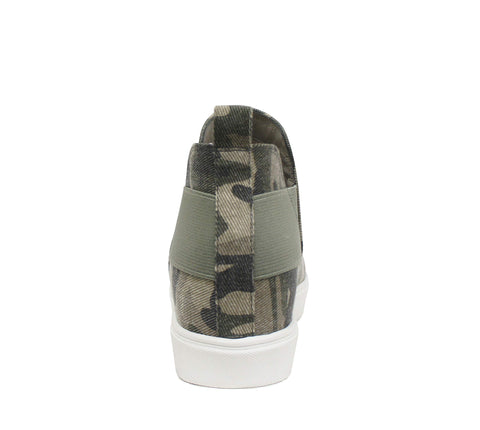 Soda Diana Camouflage Slip On Rounded Toe Elastic Gore Insets Fashion Sneaker