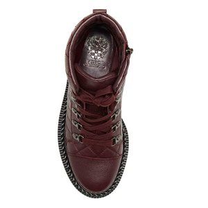 Vince Camuto MAISSA Burgundy Lace Up Moto ankle Bootie Chain Combat Boots