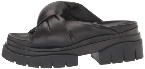Ash Shilo Black Knotted Strap Slip On Open Squared Toe Block Heel Plaform Sandal