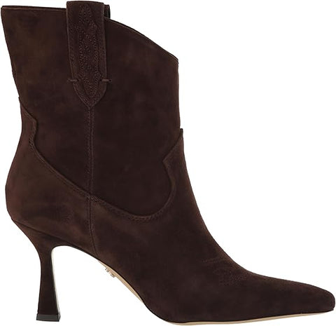 Sam Edelman Moe Chocolate Brown Pointed Toe Stiletto Heeled Pull On Ankle Bootie