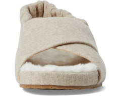 Cole Haan Mojave Crisscross Oatmeal Wool Slingback Rounded Open Toe Furry Sandal