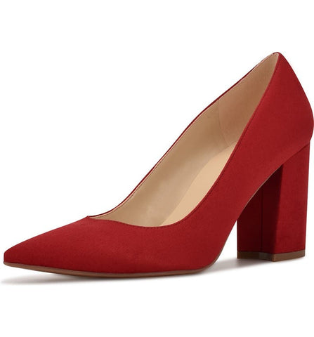 Nine West Cecilee Red Slip On Pointed Closed Toe Retro Inspired Heeled Pumps