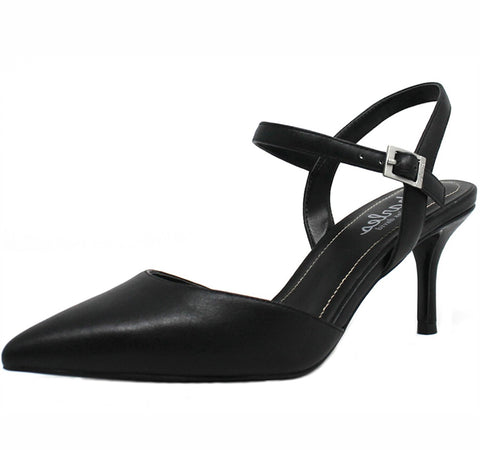Charles David Ailey Black Ankle-Buckle Stiletto Heeled Pointy Toe Synthetic Pump