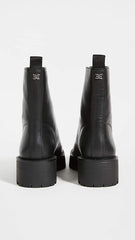 Sam Edelman Jacquie Black Chunky Lug Sole Rounded Toe Front Zipper Ankle Boots