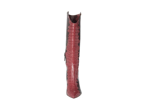 Louise et Cie Kamil Leather Pointed Toe Tall Shaft Boots Flame Red Snake Boots