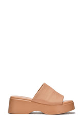 Cape Robbin Charges Nude Slip On Squared Open Toe Platform Wedge Heeled Sandals