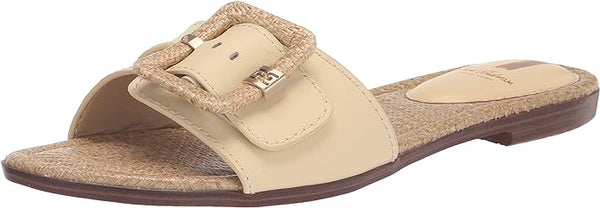 Sam Edelman Gaige Bleached Wheat Open Toe Buckle Detailed Slip On Flat Sandals