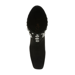 Sam Edelman Wildie Black Pearl Studs Slip On Pointed Toe Block Heel Ankle Boots