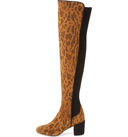 Cecelia New York Nikita Spot Over the Knee Boot Leopard Fitted Stretchy Boots