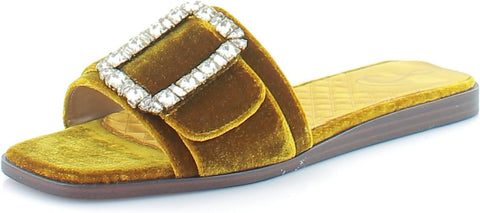 Sam Edelman Inez Rust Leather Flat Buckle Detailed Slip On Slides Sandals