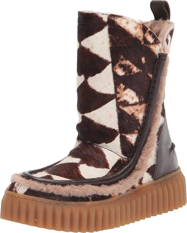 Sam Edelman Fisher 2 Brown Multi Pull On Chunky Heel Fur Lined Mid-Calf Boots