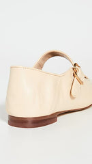 Sam Edelman Michaela Eggshell Mary Jane Buckled Ankle Strap Square Toe Flats