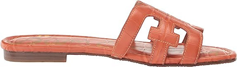 Sam Edelman Bay Sunset Orange Slide Mule Open-Toe Slip-On Leather Flats Sandals