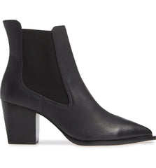 Lust For Life Tenesse Black Leather Pull On Chelsea Stacked Heel Ankle Boots (Black, 6.5)