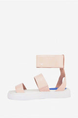 Jeffrey Campbell Beta Pink Patent White Flatform Platform Wedge Heeled Sandals