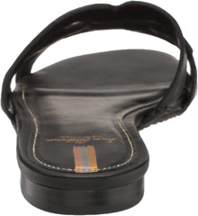 Sam Edelman Bay Radiant Black Leather Embellished Leather Strap Slides Sandals