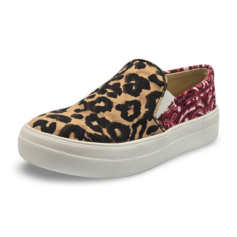 Steve Madden Gills Leopard Velvet Slip On Rounded Toe Casual Platform Sneakers