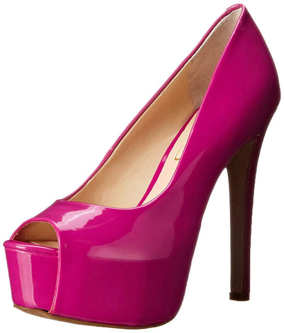 Jessica Simpson Carri Platform Pump Twilight Magenta Pink Patent Peep Toe Pump