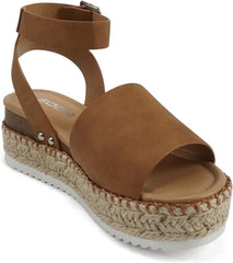 Soda Topic Tan Nbpu (Whipped Stitch) Espadrille Ankle Strap Platform Heel Sandal