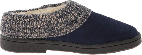 Clarks Women's Knit Scuff Leather Slipper Mules Navy Suede Slide (8, Blue)