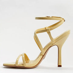 Sam Edelman Leeanne Honey Dew Open Toe Wrapped Ankle Strap High Heeled Sandals