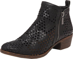 Lucky Brand Basel 3 Black Lugo Perforated Cut out Low Cut Ankle Designer Booties