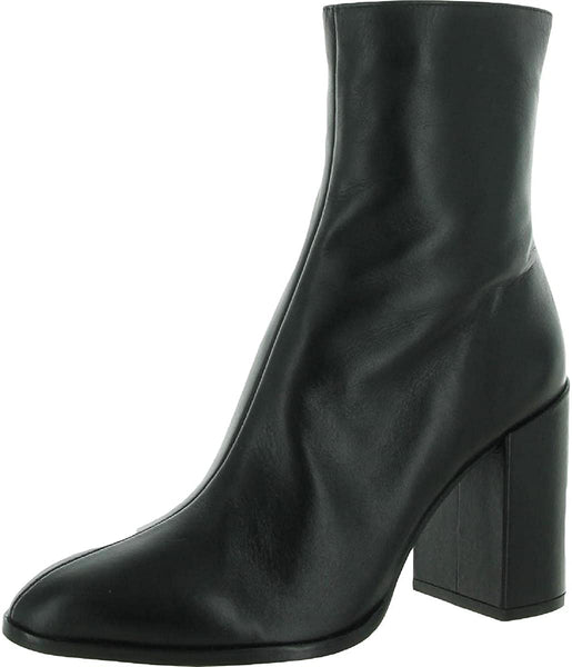 Steve Madden Trudy Black Leather Low Platform Block Heeled Ankle Booties
