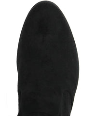 Charles David Gammon Black Stretch Suede Flat Round Toe Over Knee Boot Wide Calf