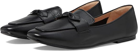 Cole Haan York Bow Black Leather Slip On Square Toe Bow Detailed Classic Loafers