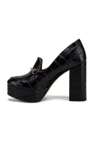 Sam Edelman Aretha Black Leather Block Heel Rounded Toe Slip On Fashion Pumps