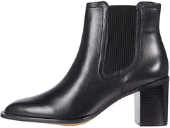 Vince Camuto Jentilliy Black Leather Block Heel Almond Toe Booties Chelsea Boots