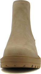 Soda Pilot Beige Pull On Round Toe Chunky Platform Block Heel Combat Ankle Boots