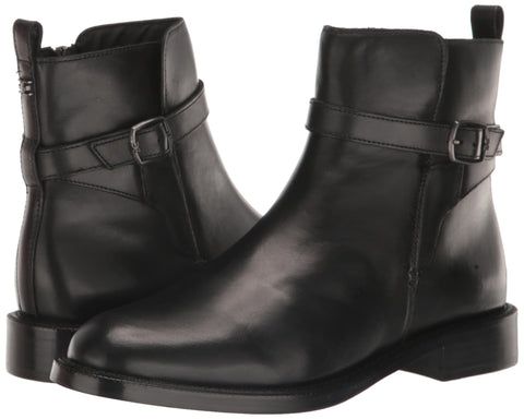 Sam Edelman Nolynn Black Leather Fashion Buckle Rounded Toe Ankle  Booties