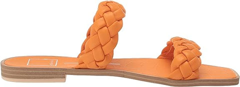 Dolce Vita Indy Apricot Stella Slip On Open Square Toe Woven Straps Flat Sandals