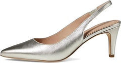 Cole Haan Vandam Sling Soft Gold Leather Pointed Toe Kitten Heeled Dress Pumps