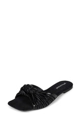 Jeffrey Campbell Knaughty-3 Black Combo Knotted Slip-On Flat Slide Mule Sandals