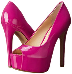 Jessica Simpson Carri Platform Pump Twilight Magenta Pink Patent Peep Toe Pump