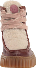 Sam Edelman Fay Brown Patchwork Pull On Chunky Heel Fur Detailed Ankle Boots