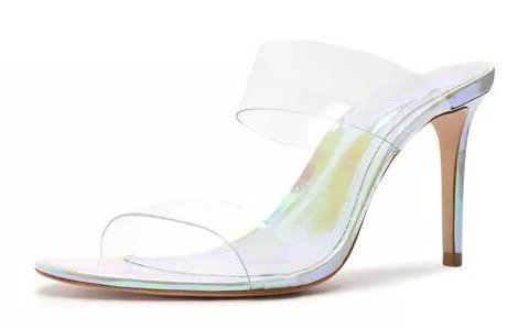 Schutz Ariella Multicolor Open Toe Translucent Straps Stiletto High Heel Sandals
