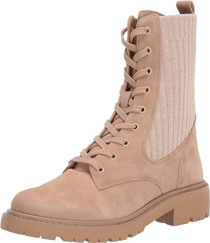 Sam Edelman Lydell Sesame Block Heel Round Toe Lace Up Combat Ankle Boots