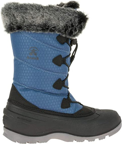 Kamik Momentum2 Blue Pull On Rounded Toe Waterproof Fur Trim Ankle Snow Boots