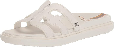 Sam Edelman Valeri Bright White Slip On Open Toe Subtle Detail Platform Sandals