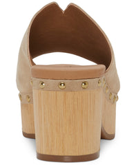 Lucky Brand Simbrenna Travertine Nude Platform Slide Mule Wood Clog Sandal