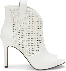 Jessica Simpson Jexell Bright White Leather Open-Toe HIgh Heel Pumps Booties