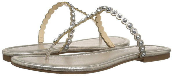 Jessica Simpson Women's Karlee Glided Gold Thin Strap Thong Sandals
