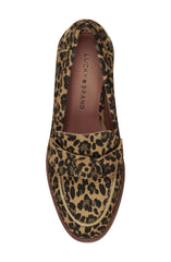 Lucky Brand Tamio Inca Gold Leopard Flat Knot Bow Lug Sole Slip On Modern Loafers