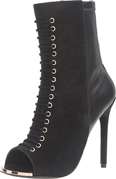 Ivy Kirzhner Candid Black Peep Toe High Heel Designer Suede and leather Bootie